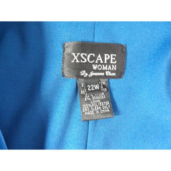 Xscape Woman By Joanna Chen 22W Silky Blouse Royal Blue Rhinestone Artsy Formal - Picture 7 of 13